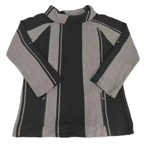 Soft Surroundings cowl neck tunic black/ grey zipper pockets size 1X - Picture 1 of 5